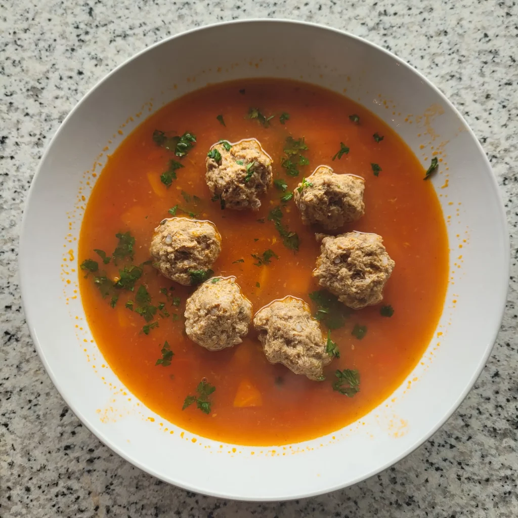 Romanian meatball soup frequently served in Cluj-Napoca restaurants