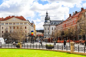 Unirii Square in Cluj-Napoca city